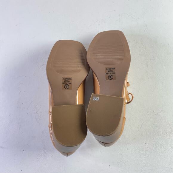 Soda Beige Square Toe Patent Leather Block Heel Lace Up Glossy Loafers Sz 10 - Picture 9 of 11